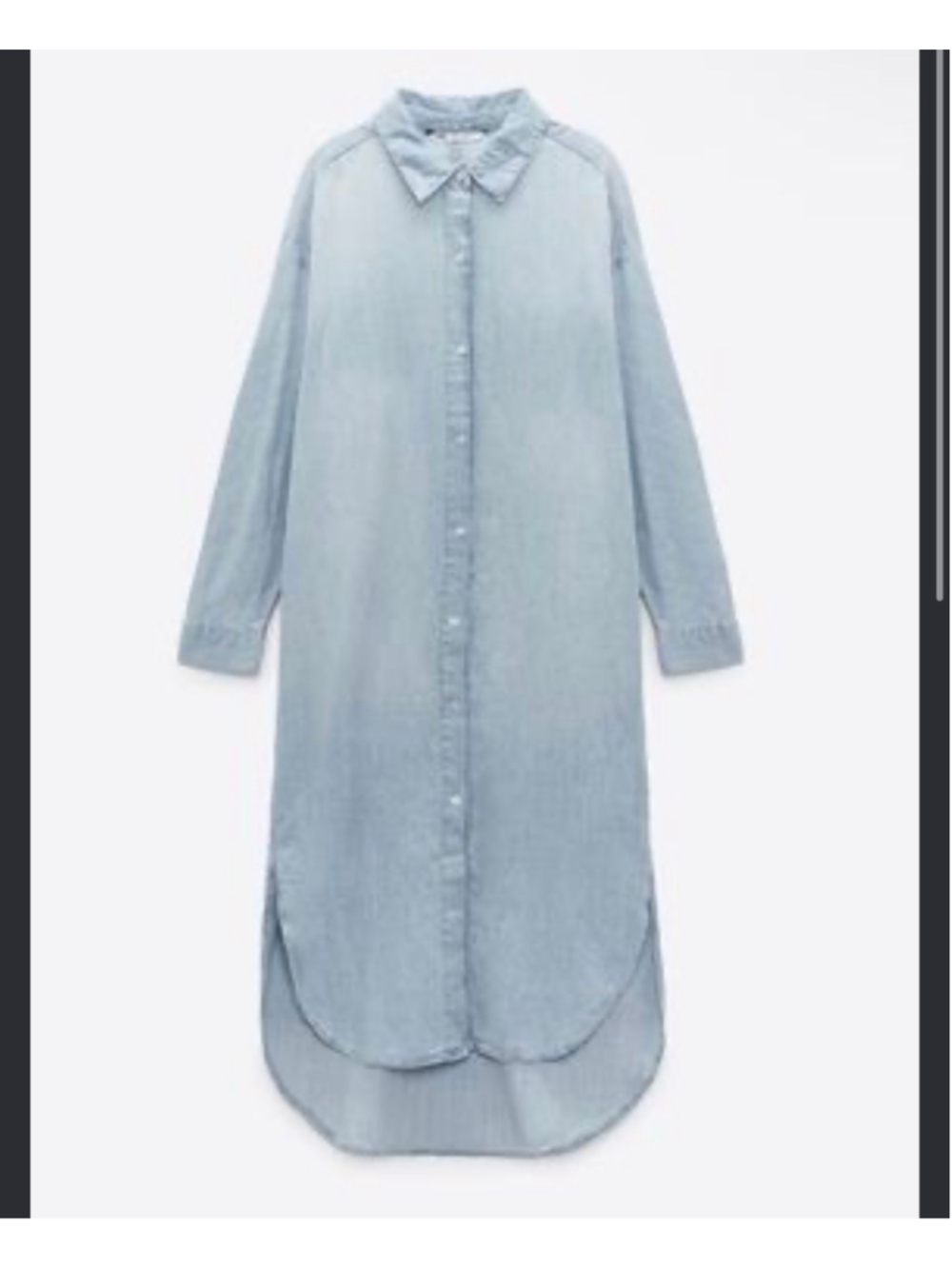 Zara Long Sleeve Denim Shirt Dress Light Blue Size XS Loose Fit Button Down